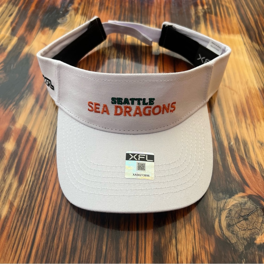 XFL Seattle SeaDragons white adjustable visor.